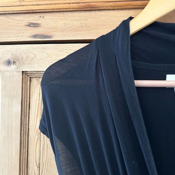 Maeve Anthropologie Small Dress Black Maxi V-Neck‎ Low Cut Cinching Slit - Picture 4 of 10